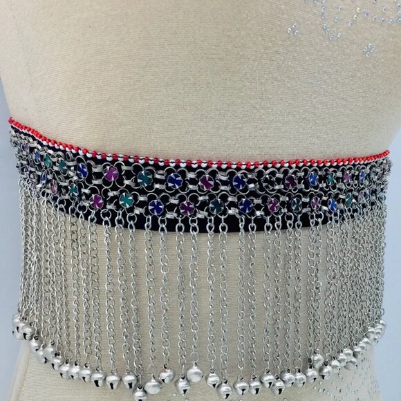 Tribal Belly Chain With Long Dangling Bells, Kuchi Belly Dance Belt - Picture 3 of 16